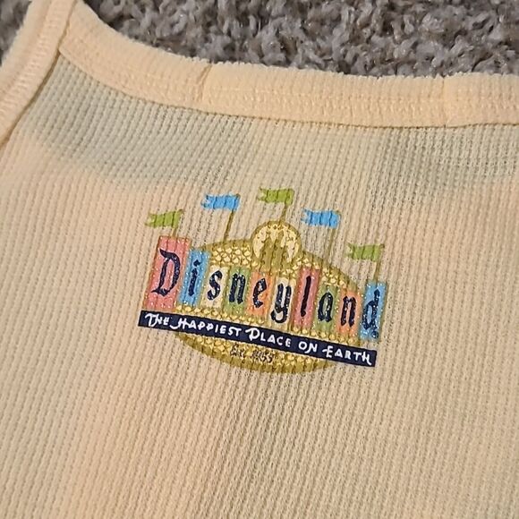Disney Resort Women's Yellow Tank Top Mickey Mouse & Tinker Bell Small Waffle - Picture 5 of 7